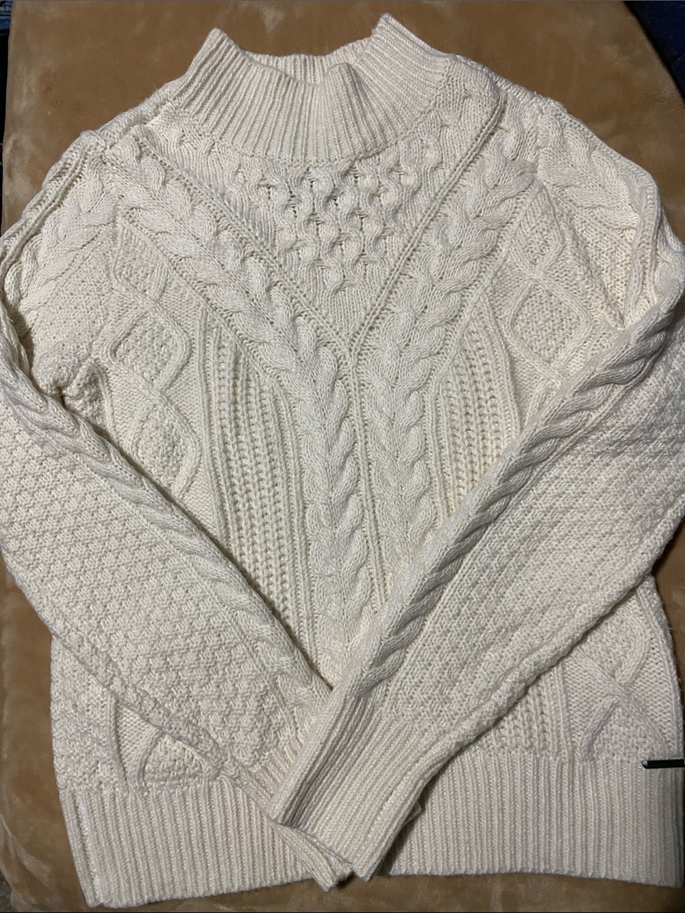 Abercrombie & Fitch Cream Cable Turtleneck Sweater Sz S